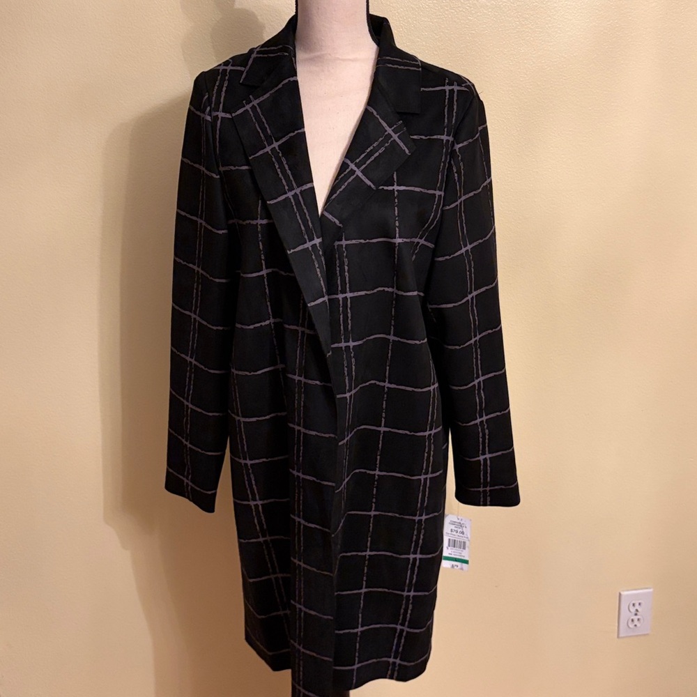 Nordstrom Black Blazer with Purple Windowpane Grid